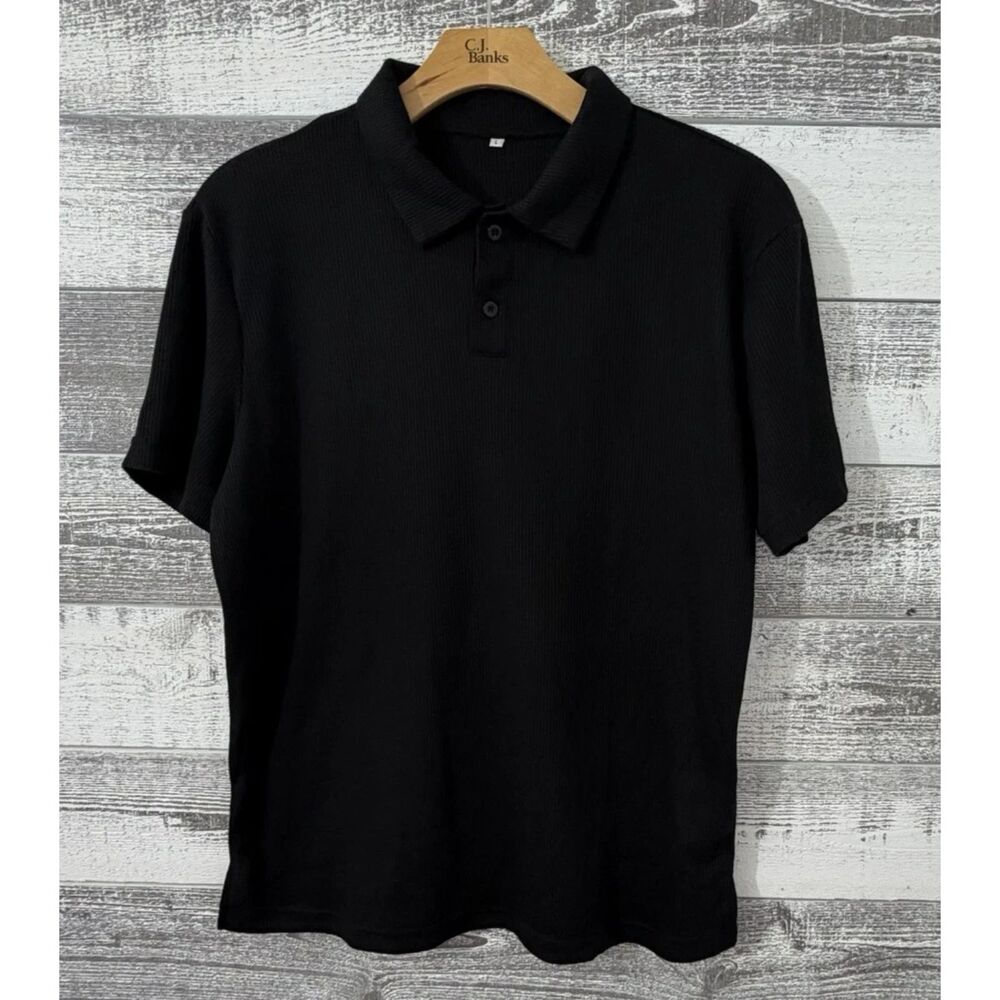 Neer Men's Large Polo Shirts Short Sleeve Black Stretch